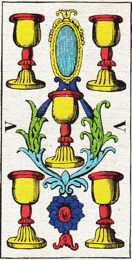 Tarotová karta Pět pohárů