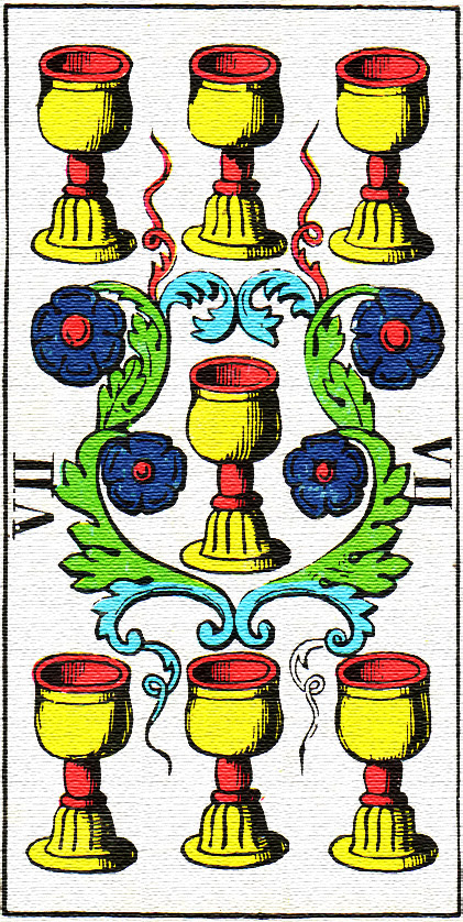Tarotová karta Sedm pohárů