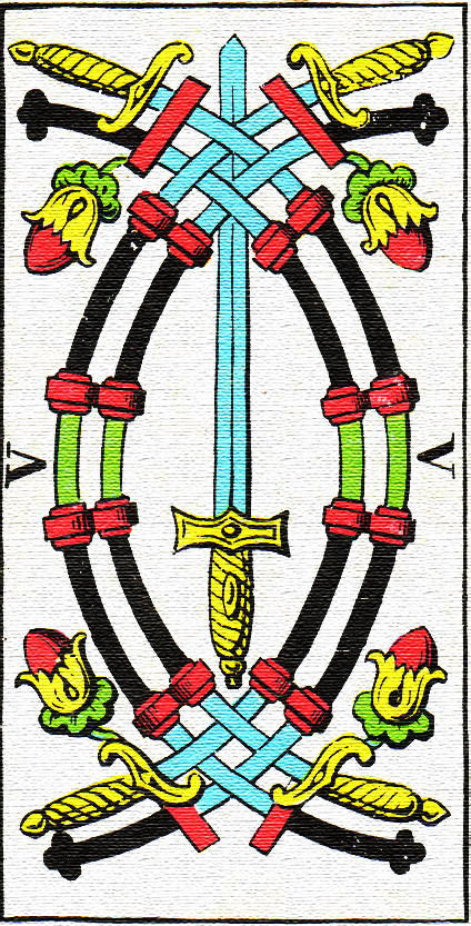 Tarotová karta Pět mečů